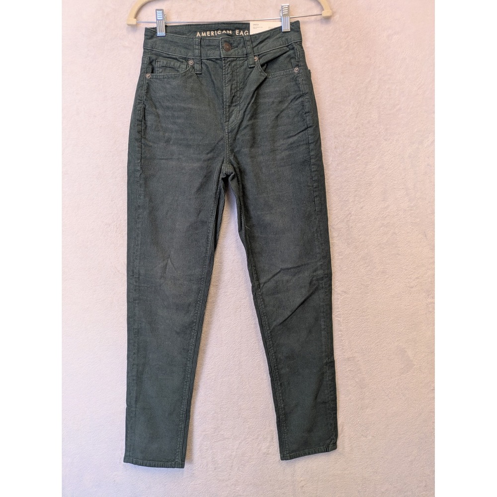 American Eagle Outfitters Mom Straight Corduroy Jeans Dark Green Size 00 Regular